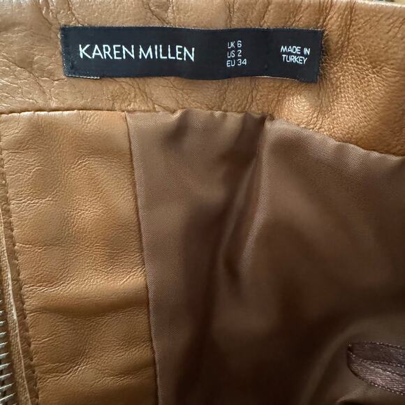 ❌SOLD❌ Karen Millen Lamb Leather Corset Tube Top Tan Brown Size 2 / Extra Small - Picture 7 of 7